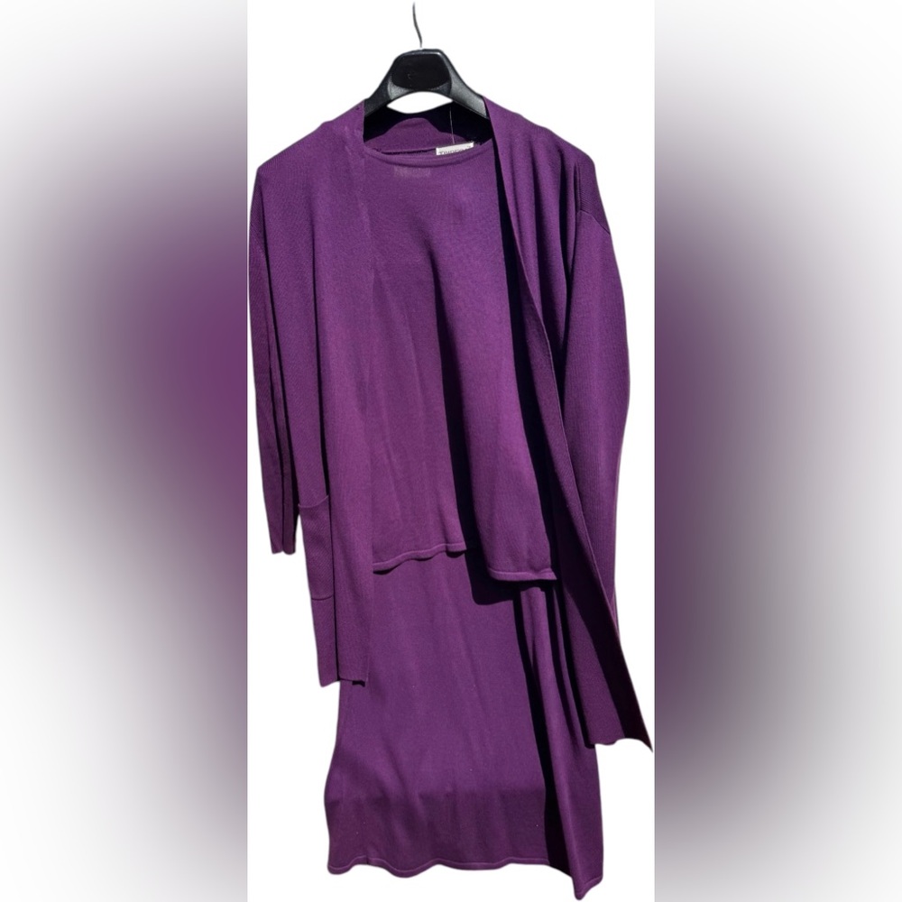 Elegant Purple Three-Piece Sweater Set Size X